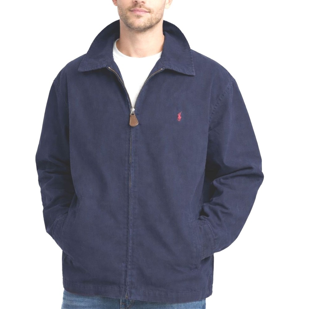 Vintage Polo Ralph Lauren Navy Zip Jacket Old Money Preppy Coastal XL Plain